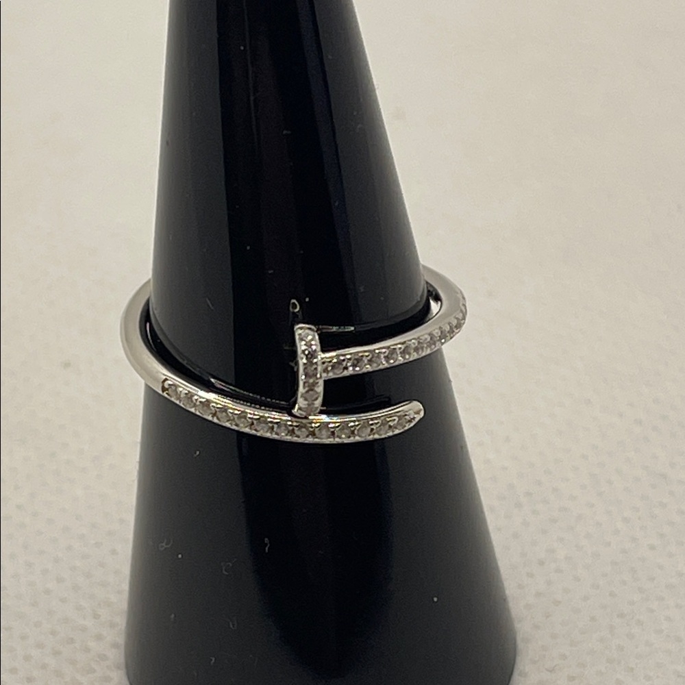 925 Women’s Sterling Silver CZ Nail Ring